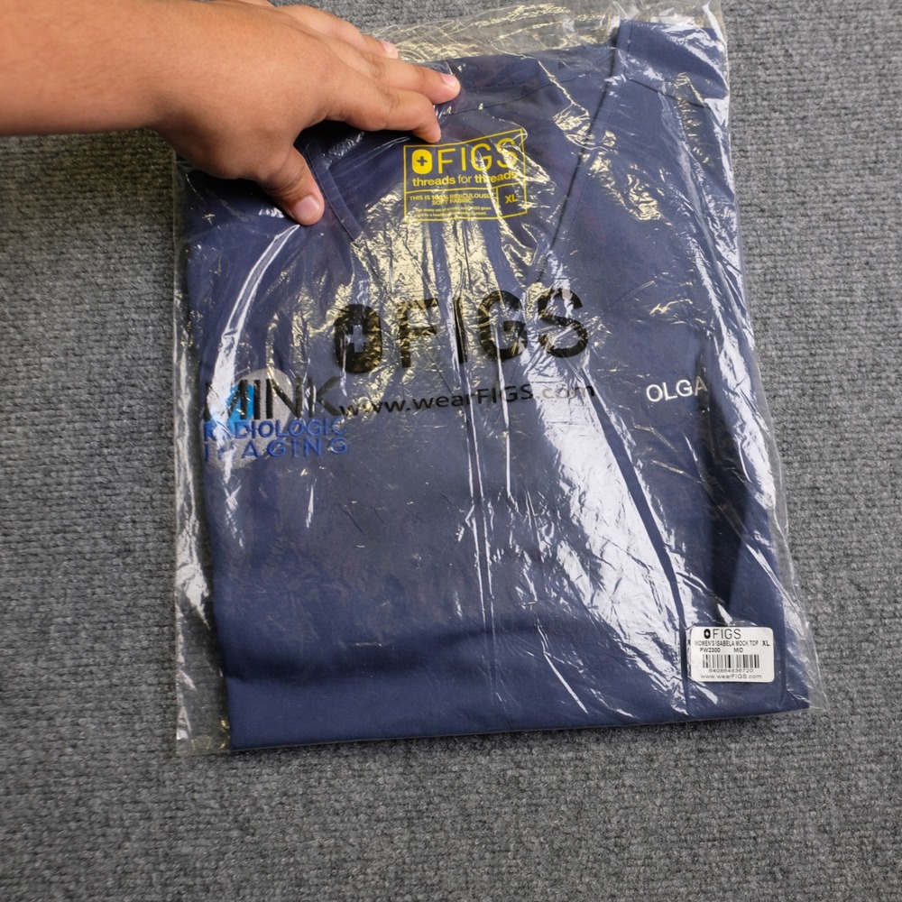 FIGS Isabela Mock Top Womens XL Navy Blue Scrub Top Medical Uniform PW2300 Olga